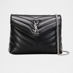 Yves Saint Laurent Black Chevron Crossbody Bag